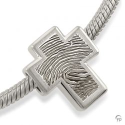 Asbedel zilver modern kruis met vingerafdruk MB006FP