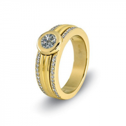 Bi-color Gouden (14 krt) alliance ring met as in diamant, herinneringsdiamant 6025B