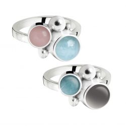Damesring met aquamarijn en kwarts in het zilver 553