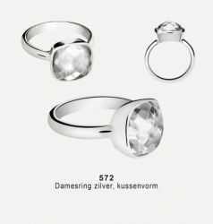 Damesring kussen met bergkristal zilver 572