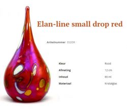 Mini urn glazen druppel red E02DR