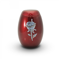 Glasfiber urn rood met roos parelmoer GFU201