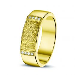 Gouden (14 krt) damesring met vingeradruk en diamant, RY004