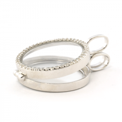 Sterling Zilveren medaillon met strass steentjes - 23 mm