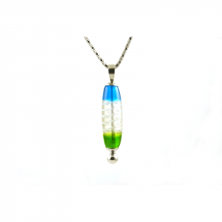 Langwerpige glazen ashanger - HIG-T-0307 - groen/turquoise