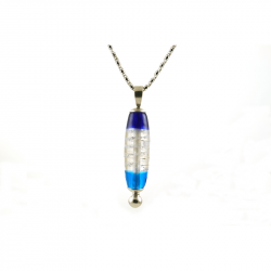 Langwerpige glazen ashanger - HIG-T-0712 turquoise/cobalt blauw