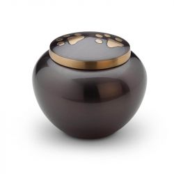 Messing mini urn hondenpoot donkerbruin HU189M