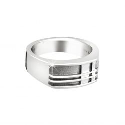 Herenring in het zilver met geometrisch motief 555