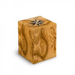 Houtenlook medium urn olijfhout met windroos Columbarium Rosa dei Venti Olivo UR-C-RV-01L 6 Liter