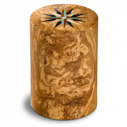 Houtenlook cilinder urn olijfhout windroos Columbarium Pisa RV Olivo UR-CO-P-11L 6 Liter