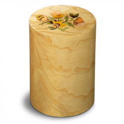 Houtenlook cilinder urn met bloemen Columbarium Pisa Mazzo di Fiori UR-CO-P-54L 6 Liter