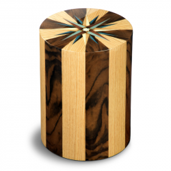 Houtenlook cilinder urn walnotenhout en eikenhout Columbarium RV Noce Rovero UR-CO-P-05L 6 Liter