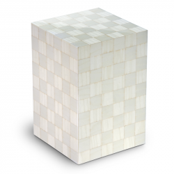 Houtenlook urn wit met schaakbord patroon Columbarium Scacchiera Artico UR-C-SC-01L 6 Liter