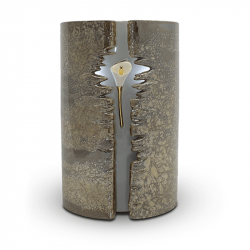 Keramiek bruine urn bloem met licht KU103L