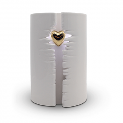 Keramiek witte urn hart met licht KU101L