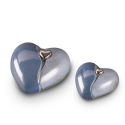 Keramiek hart mini urn blauw KU013S