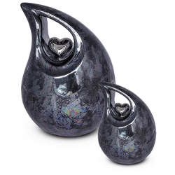 Keramiek traan medium urn gekleurd met hart in zilver KU007M (medium)