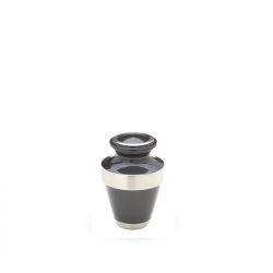 Messing mini urn blauw/grijs met zilverkleurige messing band HU109ZK