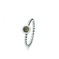 Zilveren bolletjes ring met rondje - RG 002
