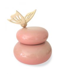 Keramiek kinder urn met houten vlinder dubbel RSKU16-8-1 - Afbeelding 2