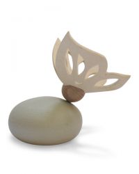 Keramiek mini urn met houten vlinder RSMU14-6-1 naturel