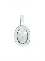 Ovale hanger van zilver met vingerafdruk en zirkonia - 402