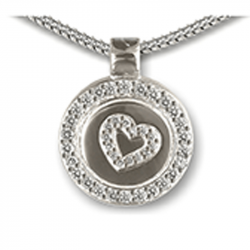 Ronde ashanger zilver met zirkonia hart AH093