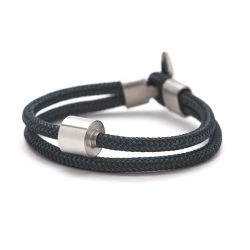 Heren armband koord zwart en petrol TB-BC4