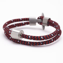 Heren armband koord rood en zwart TB-BC9
