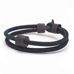 Heren armband koord zwart en petrol black edition TB-BE-BC4