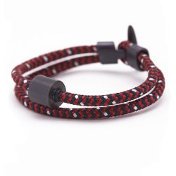 Heren armband koord rood en zwart black edition TB-BE-BC9