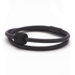 Heren armband glad leder zwart black edition TB-BE-BL1