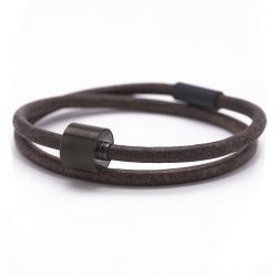 Heren armband glad leder bruin black edition TB-BE-BL2