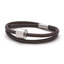Heren armband glad leder bruin TB-BL2