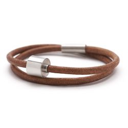 Heren armband glad leder cognac TB-BL3