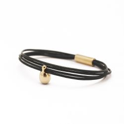Dames goudkleurig charm armband zwart TB-CLG1