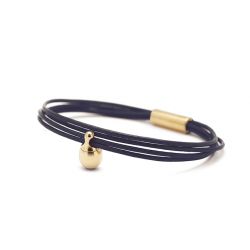 Dames goudkleurig charm armband donkerblauw TB-CLG12
