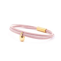 Dames goudkleurig charm armband roze TB-CLG16