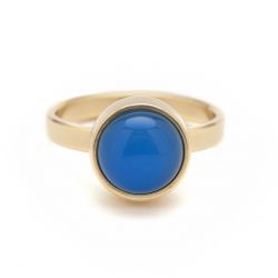 Goudkleurige ring blauw agaat TB-RG-AGB