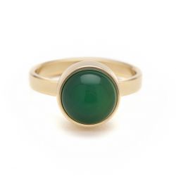 Goudkleurige ring groen agaat TB-RG-AGG