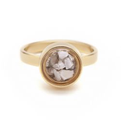 Goudkleurige ring helder glas TB-RG-GLA