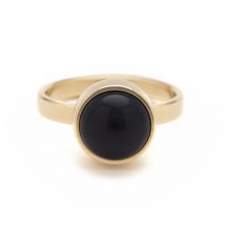 Goudkleurige ring zwarte onyx TB-RG-ONB