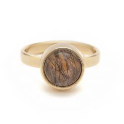 Goudkleurige ring zwart gerutileerd kwarts TB-RG-RQB