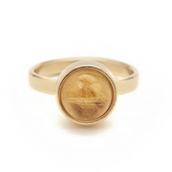 Goudkleurige ring goudkleurig gerutileerd kwarts TB-RG-RQG