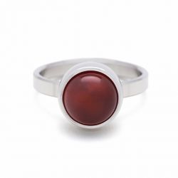 Stalen ring rood agaat TB-RS-AGR