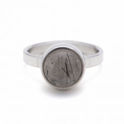 Stalen ring zwart gerutileerd kwarts TB-RS-RQB
