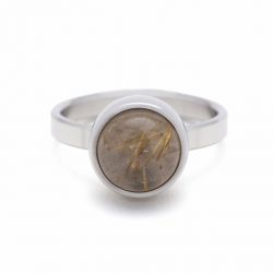 Stalen ring goudkleurig gerutileerd kwarts TB-RS-RQG