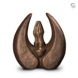 Keramische urn brons In gebed herdenken met waxinelicht UGK079BT