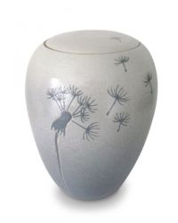 Keramiek urn met pluizebol grijs UV16-6-1