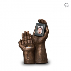 Urn Handen met fotolijstje waxine UGK067AT